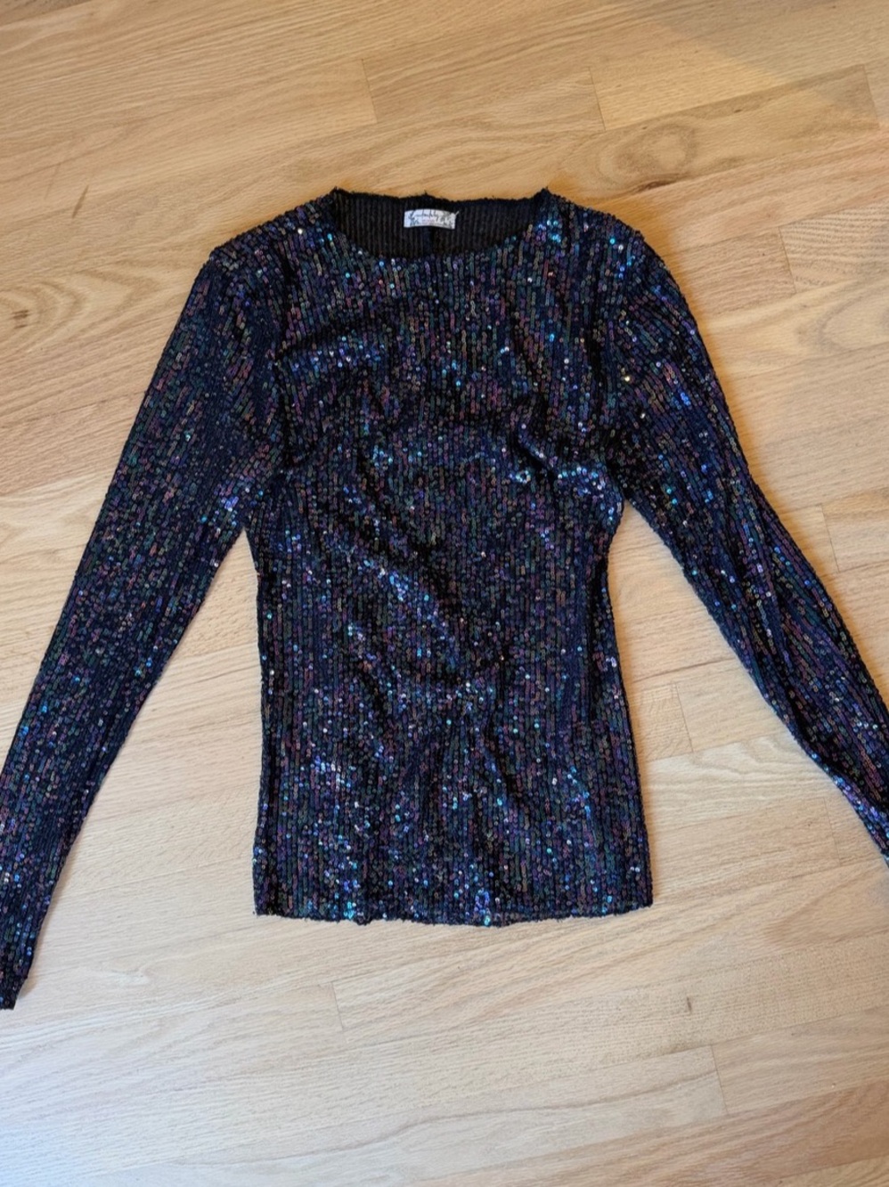 free people Leading the Way Long Sleeve Sequin Top in Black & Multicolor